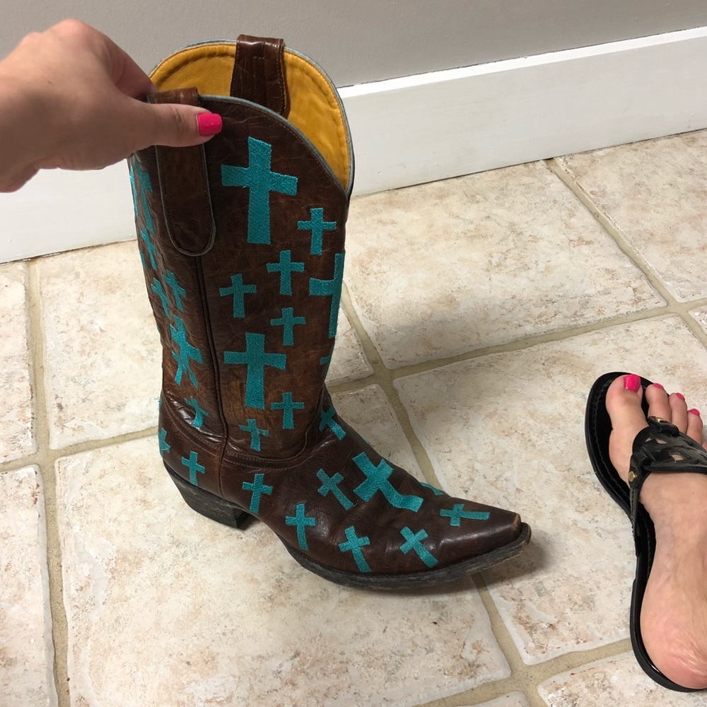 Old Gringo Turquoise Cross Boots - Size 10B